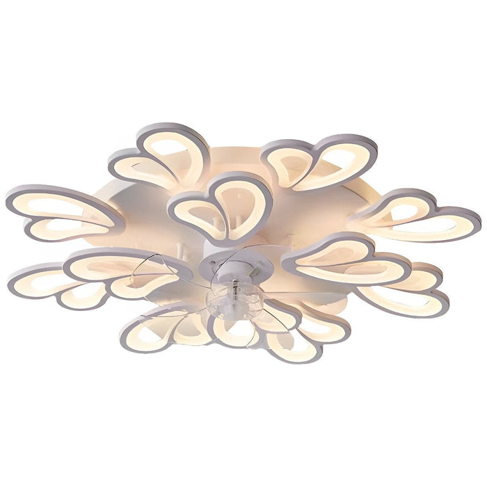 DC Motor LED Ceiling Fan Light, Flower Shaped Dimmable Chandelier, Nordic Style for Living Room/Bedroom