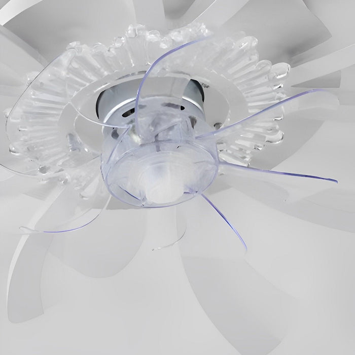 DC Motor LED Ceiling Fan Light, Flower Shaped Dimmable Chandelier, Nordic Style for Living Room/Bedroom