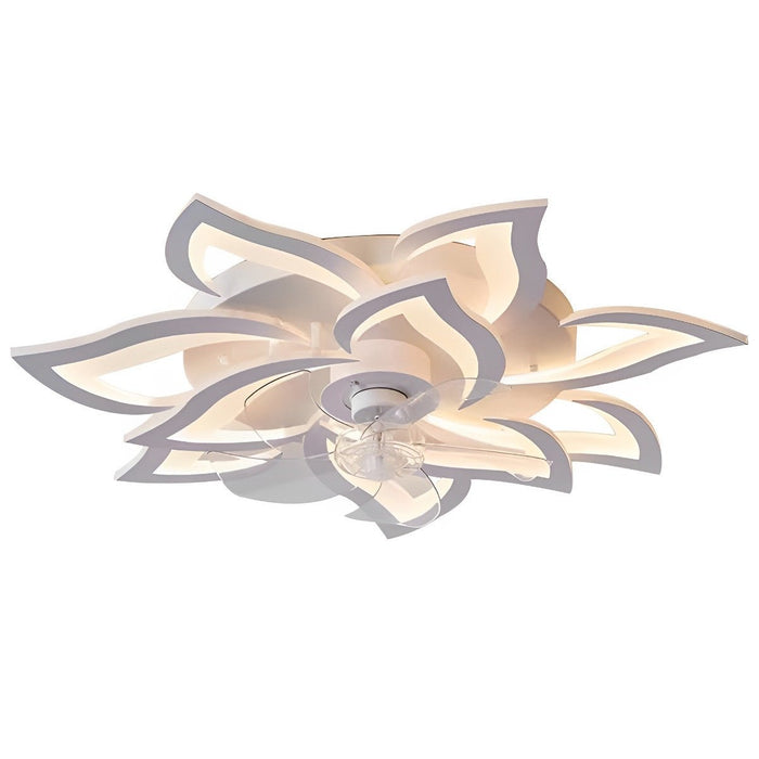 DC Motor LED Ceiling Fan Light, Flower Shaped Dimmable Chandelier, Nordic Style for Living Room/Bedroom