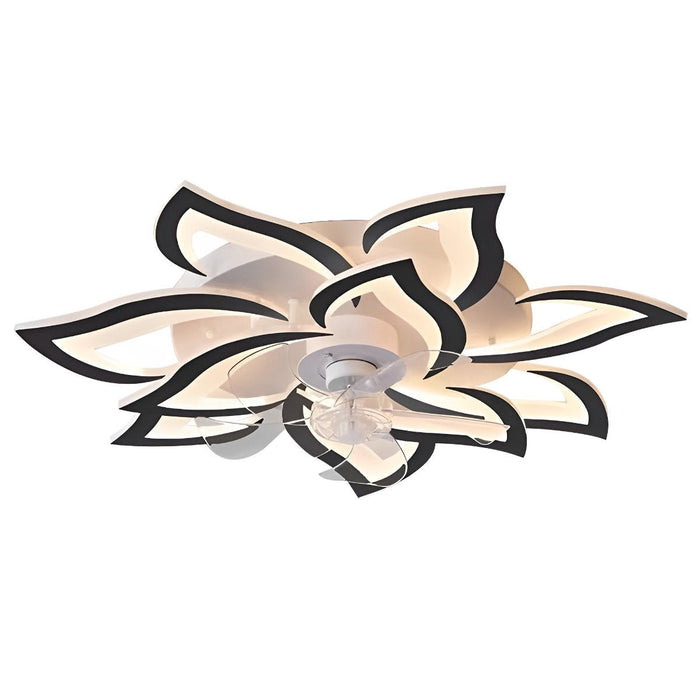 DC Motor LED Ceiling Fan Light, Flower Shaped Dimmable Chandelier, Nordic Style for Living Room/Bedroom