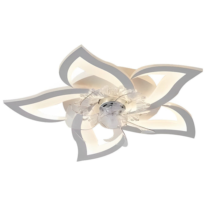 DC Motor LED Ceiling Fan Light, Flower Shaped Dimmable Chandelier, Nordic Style for Living Room/Bedroom