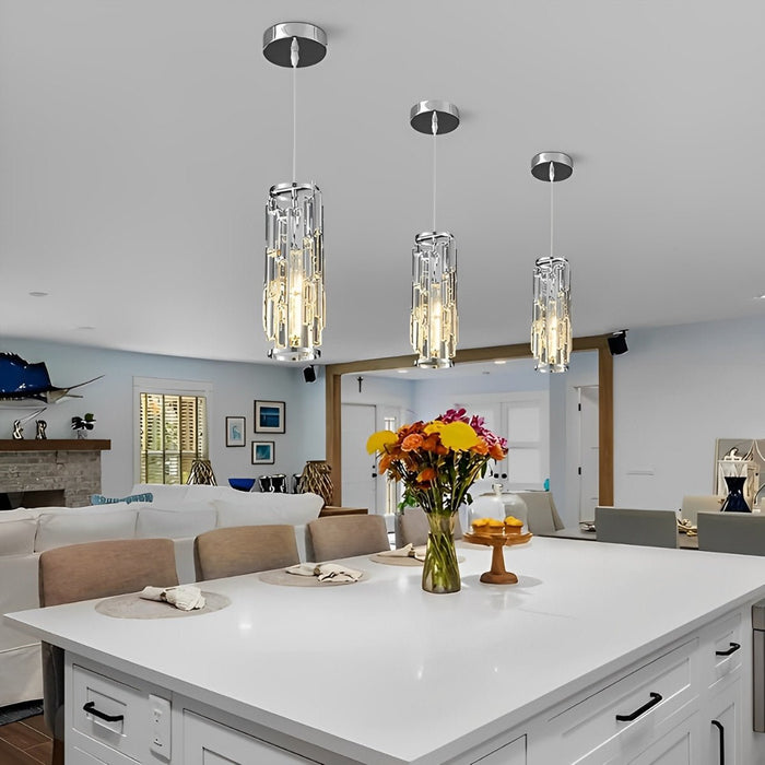 Industrial Cage Pendant Light, Adjustable Height, Dimmable for Kitchen Island/Dining Room
