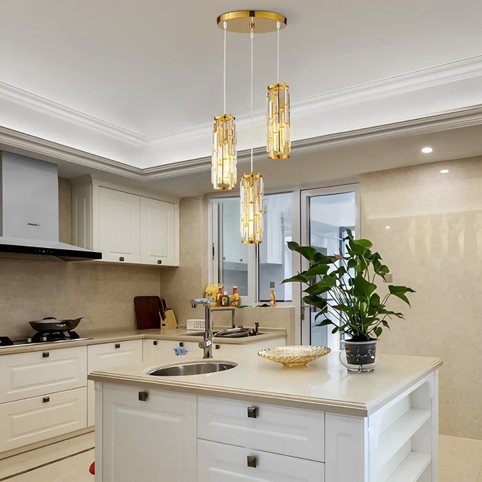Industrial Cage Pendant Light, Adjustable Height, Dimmable for Kitchen Island/Dining Room