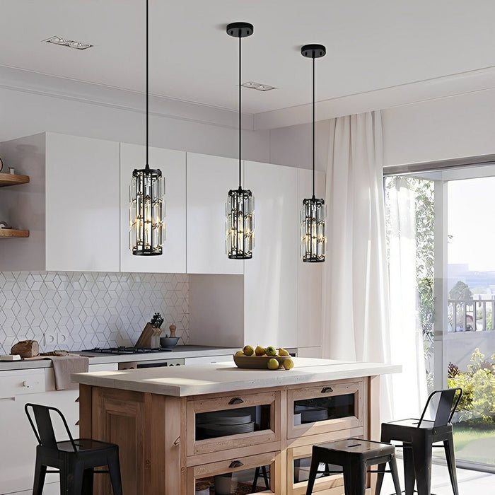 Industrial Cage Pendant Light, Adjustable Height, Dimmable for Kitchen Island/Dining Room