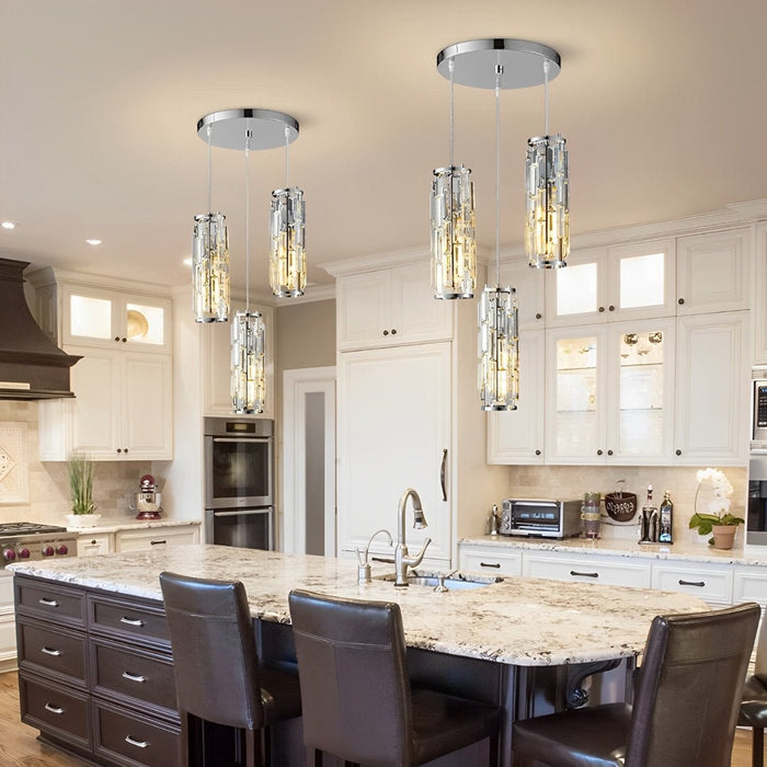 Industrial Cage Pendant Light, Adjustable Height, Dimmable for Kitchen Island/Dining Room