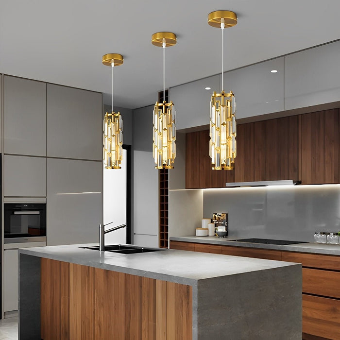 Industrial Cage Pendant Light, Adjustable Height, Dimmable for Kitchen Island/Dining Room