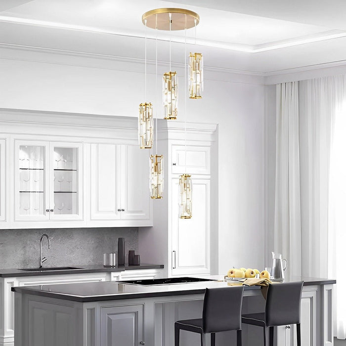 Industrial Cage Pendant Light, Adjustable Height, Dimmable for Kitchen Island/Dining Room