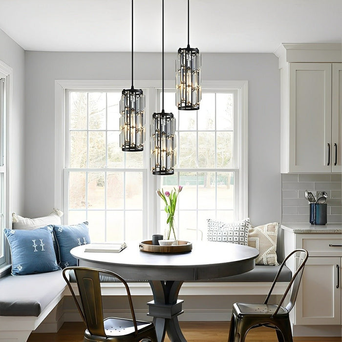 Industrial Cage Pendant Light, Adjustable Height, Dimmable for Kitchen Island/Dining Room
