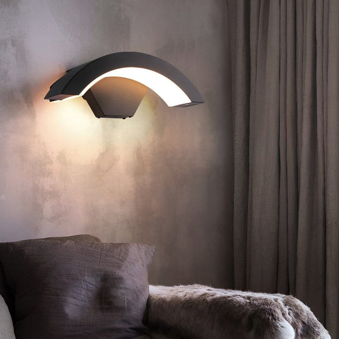 Creative Moon Curved Wall Sconce Motion Sensor Waterproof LED Wall Lamp Outdoor Indoor