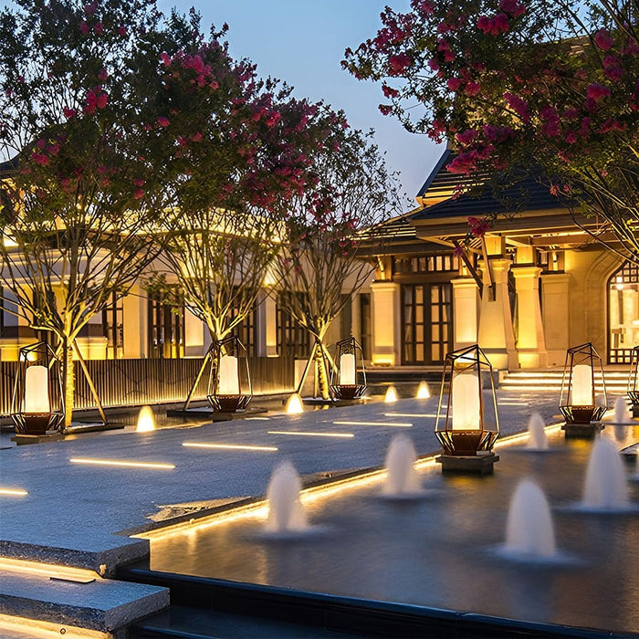 Creative Polygonal Outdoor Post Lights LED Pillar Light Deck Post Lights Lantern
