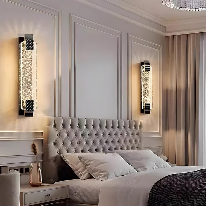 Crystal Bubble LED Wall Sconce, 3-Step Dimming, Post-Modern Vanity Light for Bathroom/Living Room