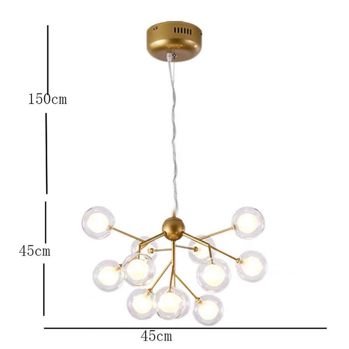 Sputnik Cluster Chandelier Light Metal Glass LED Chandelier 12 Bulbs