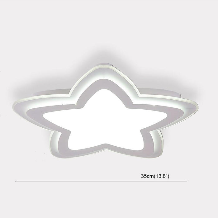 Star Shape Metal Flush Mount White Ceiling Light with a Finish and Single LED Light