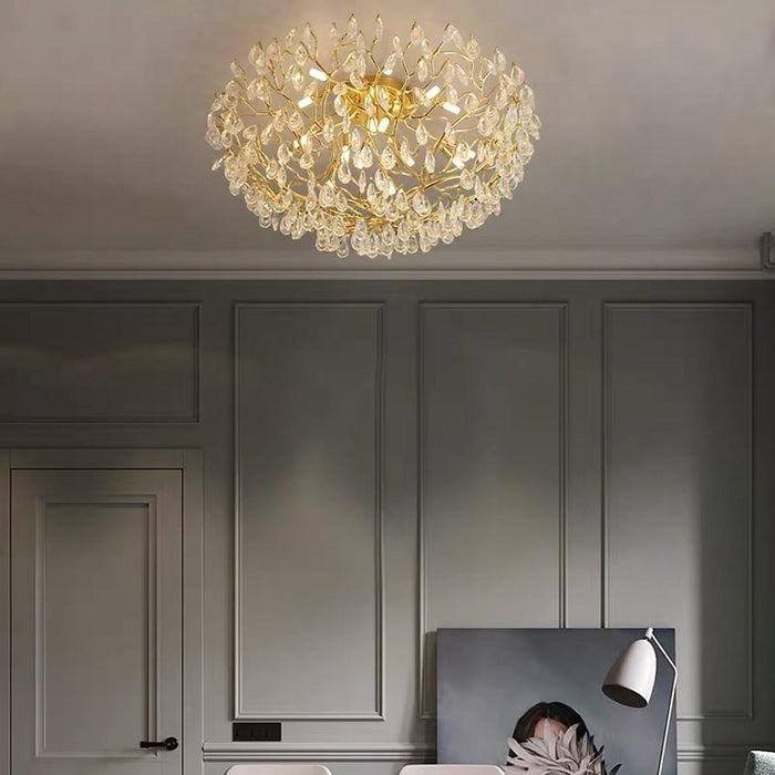 Crystal Contemporary Chandeliers Gold Bedroom Chandelier with10 LED Bulbs