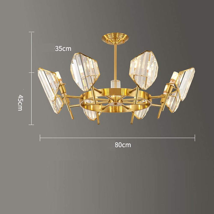 Brass Ring Frame Crystal Chandelier -  Gold Metal. Crystal Accents Pendant Lights