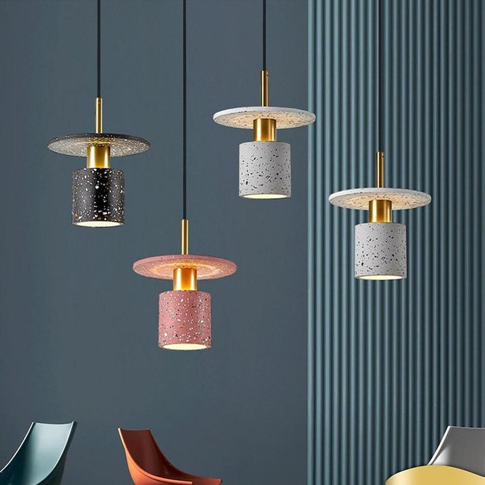 Circle Cylinder Electroplated Metal LED Modern Pendant Lighting Island Lights