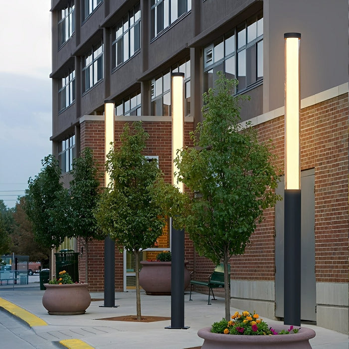Modern Cylinder LED Outdoor Pathway Light, Black Aluminum, Warm 3000K, IP54 Waterproof for Garden/Yard/Driveway