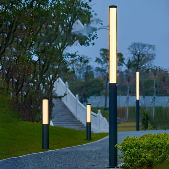Modern Cylinder LED Outdoor Pathway Light, Black Aluminum, Warm 3000K, IP54 Waterproof for Garden/Yard/Driveway