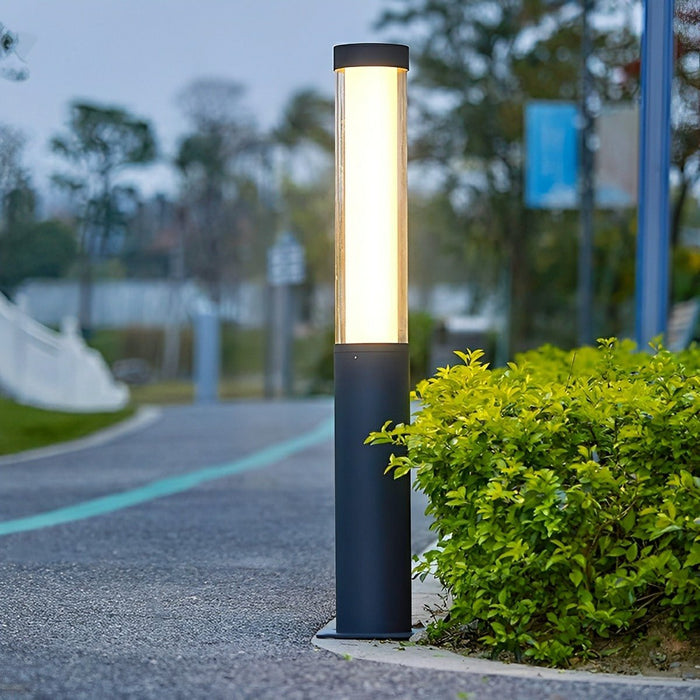 Modern Cylinder LED Outdoor Pathway Light, Black Aluminum, Warm 3000K, IP54 Waterproof for Garden/Yard/Driveway