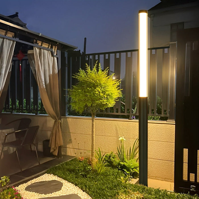 Modern Cylinder LED Outdoor Pathway Light, Black Aluminum, Warm 3000K, IP54 Waterproof for Garden/Yard/Driveway