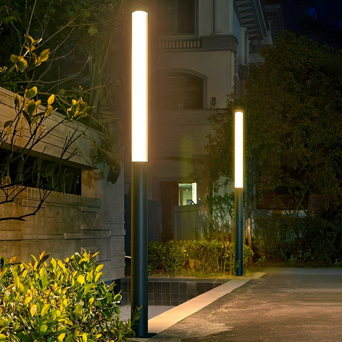 Modern Cylinder LED Outdoor Pathway Light, Black Aluminum, Warm 3000K, IP54 Waterproof for Garden/Yard/Driveway