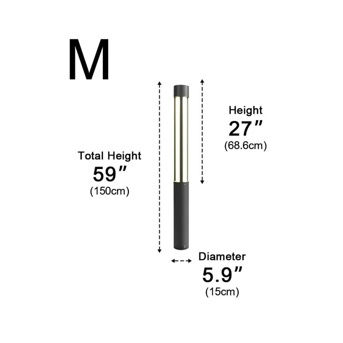 LED Post Light, Modern Cylinder Black Outdoor Pathway Lighting, IP54 Waterproof for Garden/Driveway