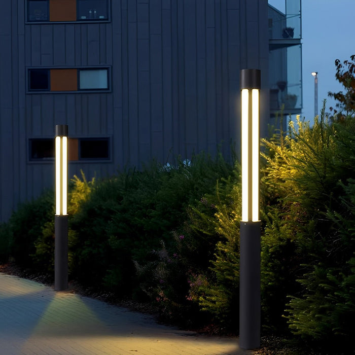 LED Post Light, Modern Cylinder Black Outdoor Pathway Lighting, IP54 Waterproof for Garden/Driveway