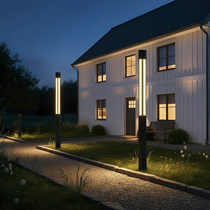 LED Post Light, Modern Cylinder Black Outdoor Pathway Lighting, IP54 Waterproof for Garden/Driveway