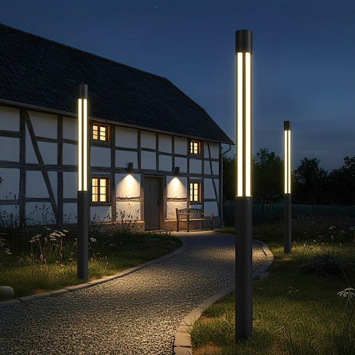 LED Post Light, Modern Cylinder Black Outdoor Pathway Lighting, IP54 Waterproof for Garden/Driveway