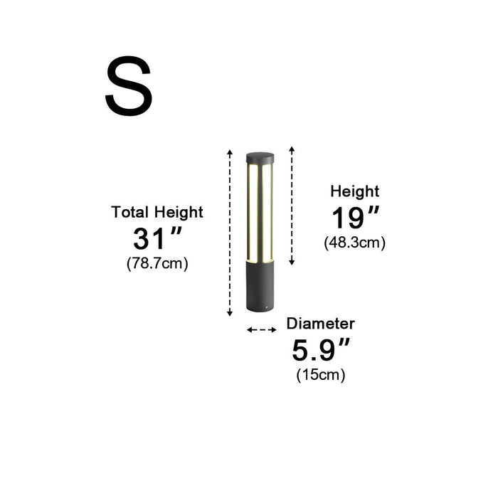 LED Post Light, Modern Cylinder Black Outdoor Pathway Lighting, IP54 Waterproof for Garden/Driveway