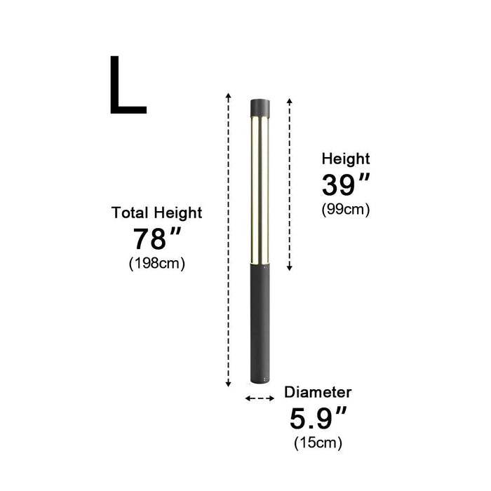 LED Post Light, Modern Cylinder Black Outdoor Pathway Lighting, IP54 Waterproof for Garden/Driveway