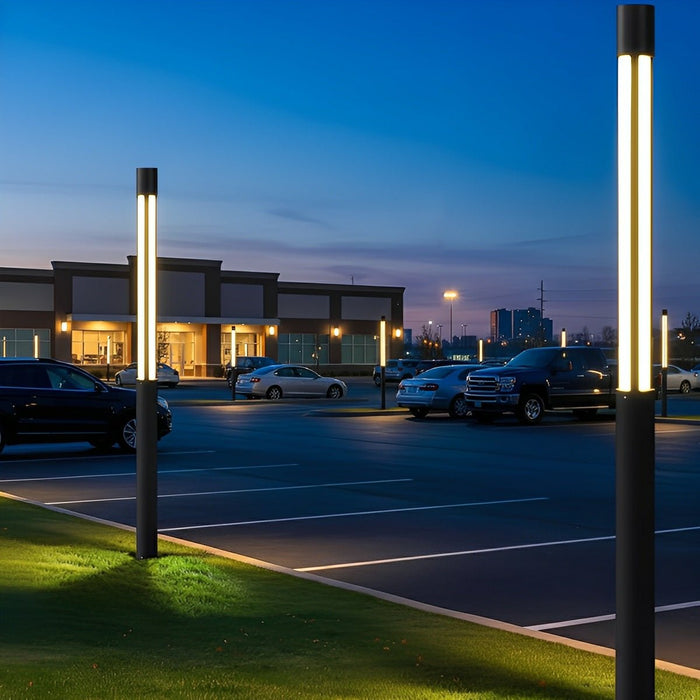 LED Post Light, Modern Cylinder Black Outdoor Pathway Lighting, IP54 Waterproof for Garden/Driveway