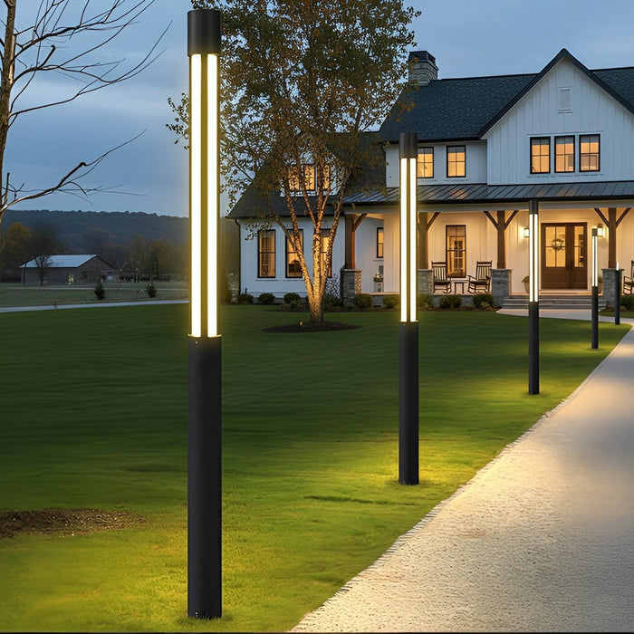 LED Post Light, Modern Cylinder Black Outdoor Pathway Lighting, IP54 Waterproof for Garden/Driveway