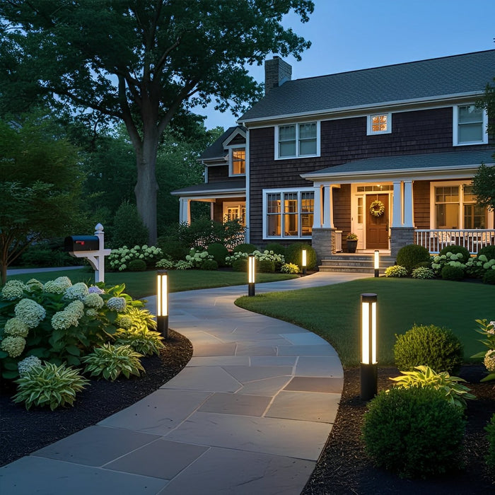 LED Post Light, Modern Cylinder Black Outdoor Pathway Lighting, IP54 Waterproof for Garden/Driveway