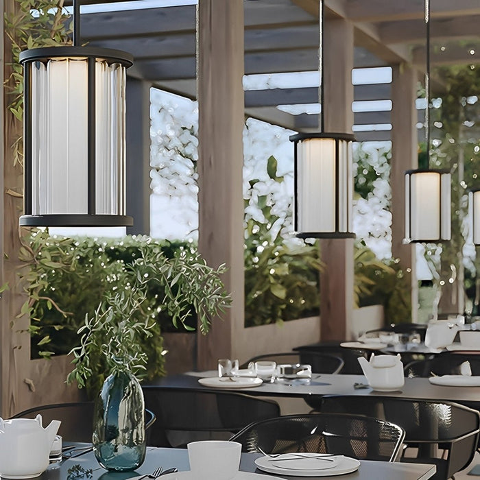Modern Cylinder Outdoor Hanging Light, Waterproof IP65, Hardwired LED for Patio/Yard/Garden