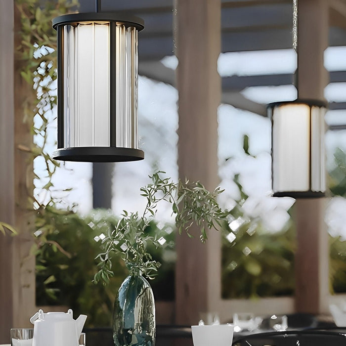 Modern Cylinder Outdoor Hanging Light, Waterproof IP65, Hardwired LED for Patio/Yard/Garden