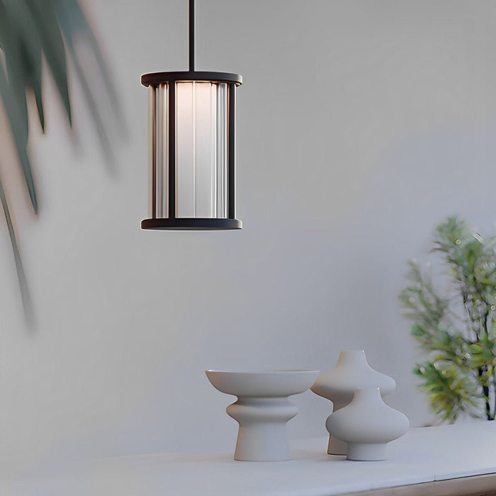 Modern Cylinder Outdoor Hanging Light, Waterproof IP65, Hardwired LED for Patio/Yard/Garden