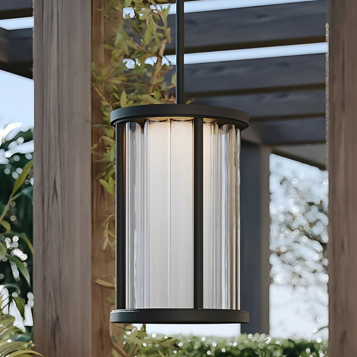 Modern Cylinder Outdoor Hanging Light, Waterproof IP65, Hardwired LED for Patio/Yard/Garden