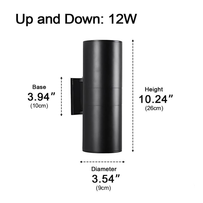 Weatherproof Up Down LED Wall Sconce, Modern Exterior Lighting for Patio/Porch/Yard, Security, Curb Appeal
