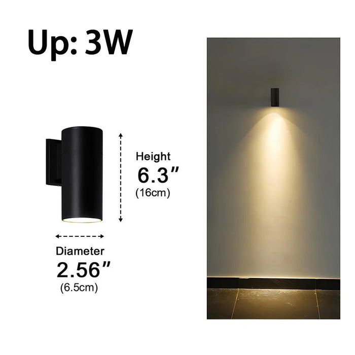 Weatherproof Up Down LED Wall Sconce, Modern Exterior Lighting for Patio/Porch/Yard, Security, Curb Appeal