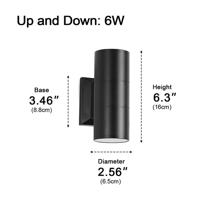 Weatherproof Up Down LED Wall Sconce, Modern Exterior Lighting for Patio/Porch/Yard, Security, Curb Appeal