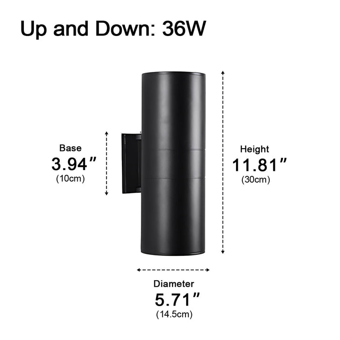 Weatherproof Up Down LED Wall Sconce, Modern Exterior Lighting for Patio/Porch/Yard, Security, Curb Appeal