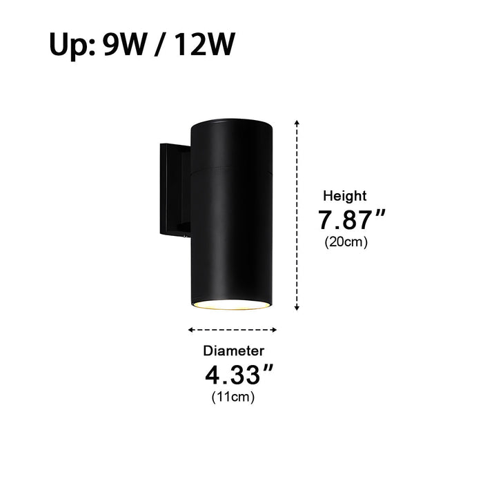 Weatherproof Up Down LED Wall Sconce, Modern Exterior Lighting for Patio/Porch/Yard, Security, Curb Appeal
