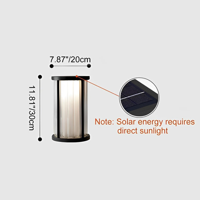 Solar Outdoor Floor Lamp, Waterproof LED Cylinder Light for Patio/Garden/Pathway, Dusk to Dawn Stainless Steel Accent