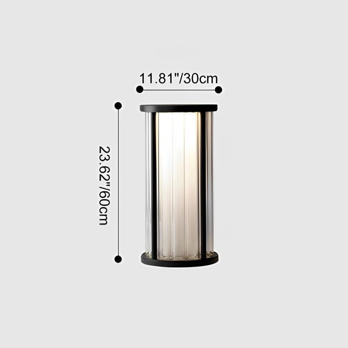 Solar Outdoor Floor Lamp, Waterproof LED Cylinder Light for Patio/Garden/Pathway, Dusk to Dawn Stainless Steel Accent