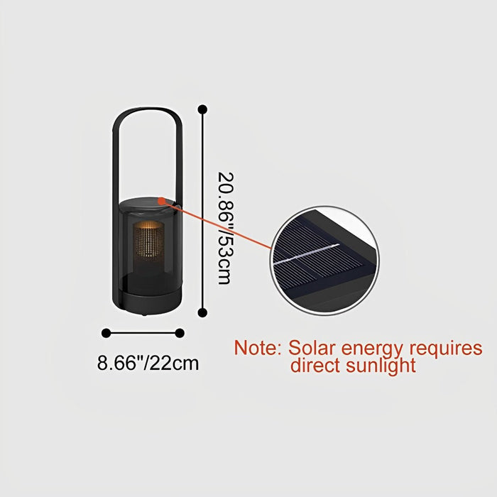 Cylinder Waterproof Solar Outdoor Table Floor Lamp - LED Lantern / Rechargeable, Patio Garden Lighting