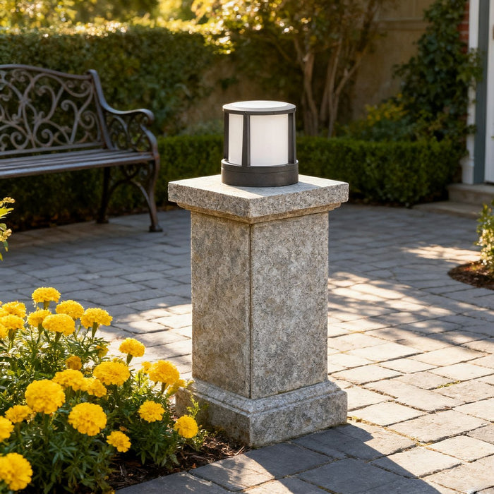 Cylindrical Black Outdoor Fence Post Light - Modern Pathway Illumination, Weatherproof