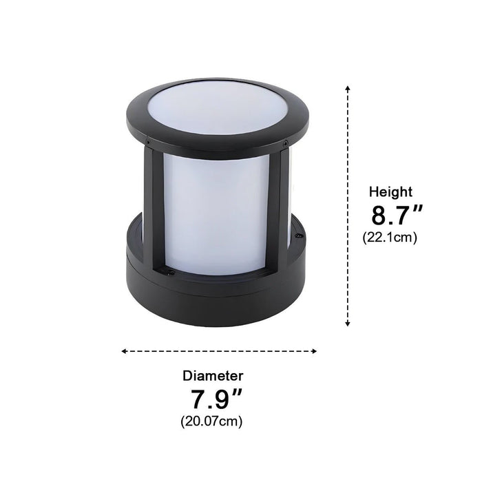 Cylindrical Black Outdoor Fence Post Light - Modern Pathway Illumination, Weatherproof