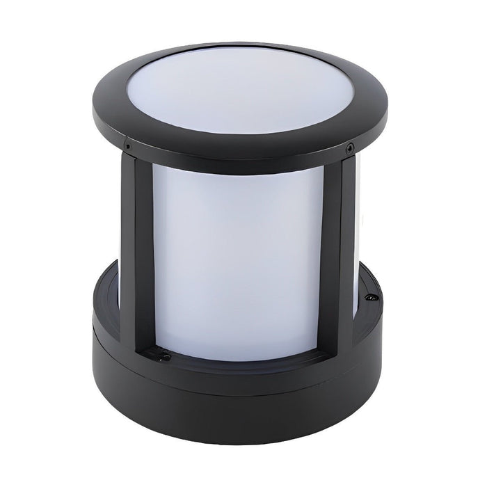 Cylindrical Black Outdoor Fence Post Light - Modern Pathway Illumination, Weatherproof