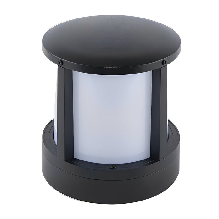 Cylindrical Black Outdoor Fence Post Light - Modern Pathway Illumination, Weatherproof